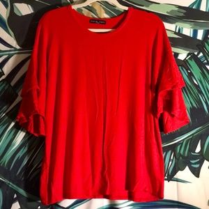 NWOT Red Ruffle Sleeve Top